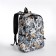School backpack of textiles with a zipper, 3 pockets, white/multi -colored color