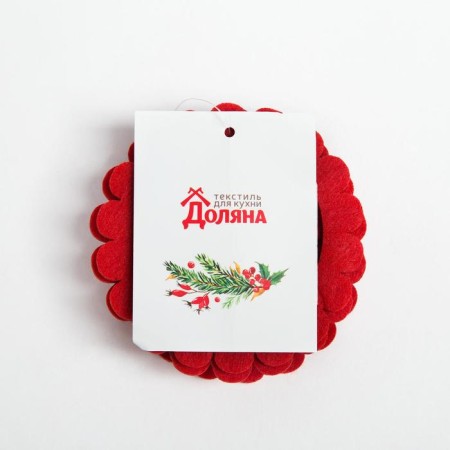 New Year's set of rings for napkins "Deer" 4 pcs, d = 9 cm, 100% p/e, felt-5