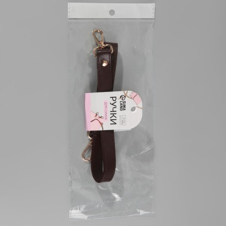Handle for a bag, with carbines, 60 ± 1 cm × 2 cm, dark brown color-5