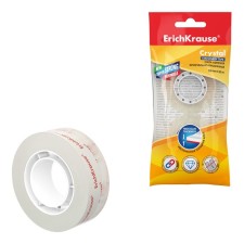 The adhesive tape is stationery, 18 mm x 33 meters, Erichkrause Crystal, super -transparent, in a package, price per 1 pc.
