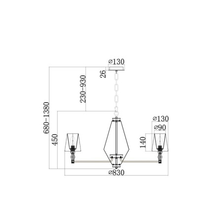 Maytoni Mod038PL-08CH, E14, 8x40 W, 830x830x1380 mm, Chrome-1