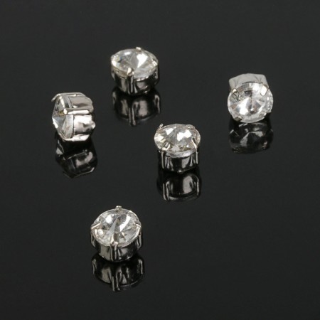 Rhinestones in DACs (set 5 pcs.), 6 × 6 mm, white color in silver