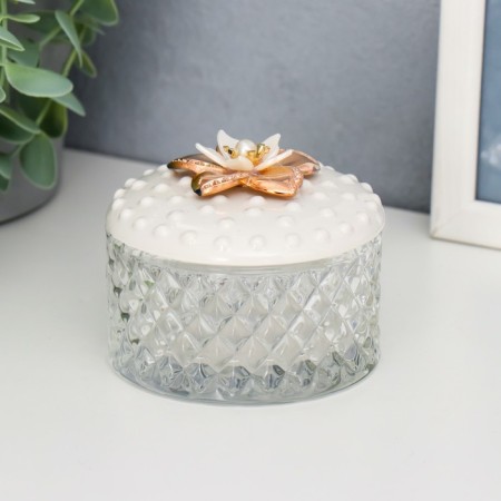 Casket glass, ceramics "Golden Flower" 6.5x8.5x8.5 cm