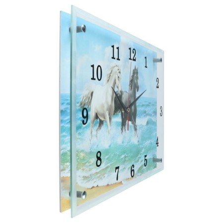 Carty clock is wall-mounted, interior "horses in the sea", silent, 30 x 40 cm-1