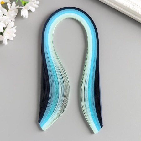 Strips for quilling 100 strips density 120 grams "Blue gradient" w. 0.5 cm dl. 39 cm