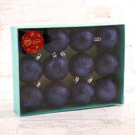 Set of balls plastic D-6 cm, 12 pcs "Winter Secret" mix-3