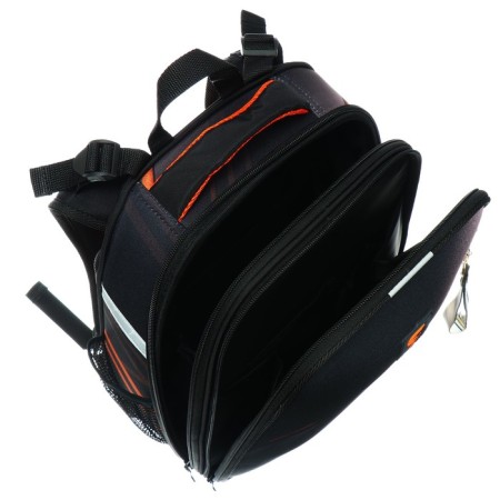 School backpack 38 x 30 x 16 cm, ergonomic back, Stavia "Super Car", black/orange-7