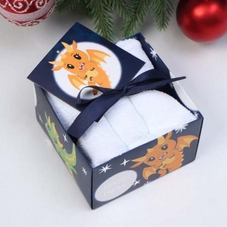 Set of terry towels "Night Dragons" 30x30 cm - 3 pcs, cotton 340g/m2-3