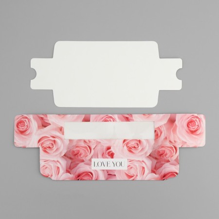 Box for Makarun, confectionery packaging "Love You", pink roses, 18 x 5.5 x 5.5 cm-4