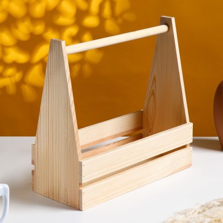 Wooden Kashpo 30 × 14 × 30 cm "taiga", two -string, with a pen, naturally give beautifully