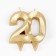 Candle for cake jubilee "line", number 20, gold shine, 8cm