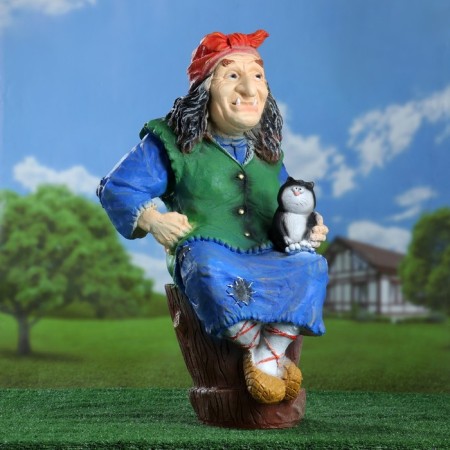 Garden figure "Baba Yaga on a mortar with a cat" 74x40x36 cm mix-7