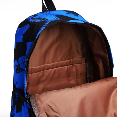 School backpack from textiles on lightning, 3 pockets, blue color-5