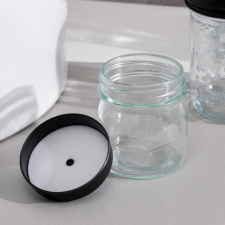 A set of bathroom accessories, 4 items (dispenser, glass for brushes, 2 jars), black color-2