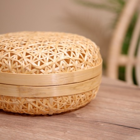 VAZ with a lid weaved, from bamboo 20x20x11 cm-3