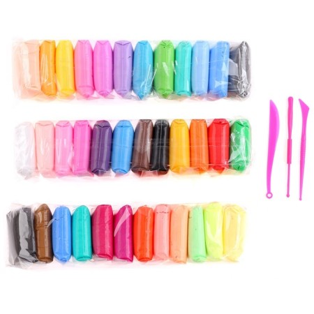 Plasticine is light, jumping, set of 36 colors, weight 1 color: 10 g, 3 tools-2