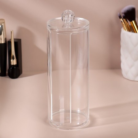 Organizer for storing cotton pads, with a lid, D 7 × 20 cm, in a cardboard box, the color is transparent-3