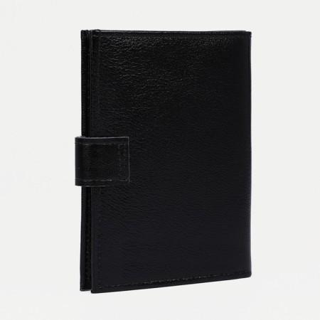 Male purse on the button, 3 in 1, for autocrains, for passport, for bills, black color-1