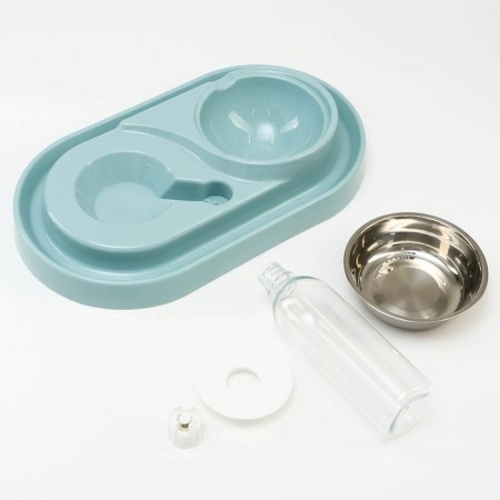 Double bowl with a carrot (removable bottle) 40.5 x 23 x 25 cm, blue-4