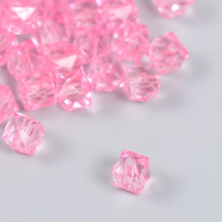 Plastic beads "Crystal polyhedron. Neon-pink" Transparent set of 20 g 1x1x1 cm