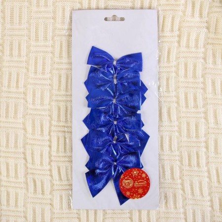 Decoration Christmas tree "Neon bow" (set 6 pcs) 8x7 cm, blue-1