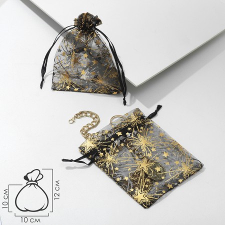 Gift bag "Star flashes", 10 × 12, black color with gold