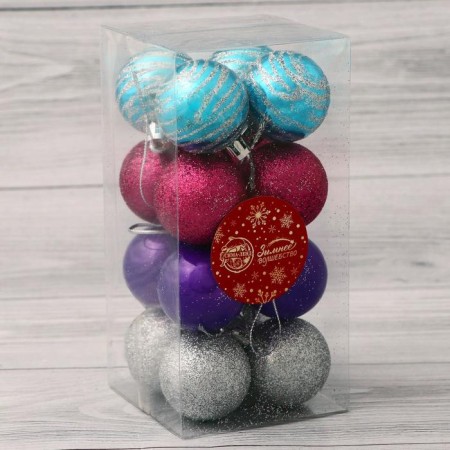 Set of balls plastic D-4 cm, 16 pcs "Space strip" mix-1