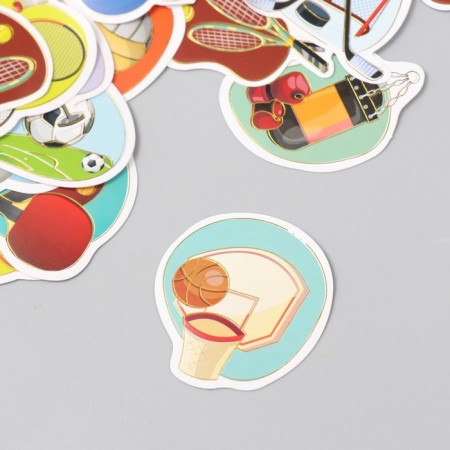 Stickers for creativity "Sports hobbies" embossing silver set 48 pcs 9x7x0.8 cm-3