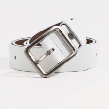 Women's belt, width 2.5 cm, screw, buckle metal, white color
