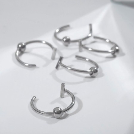 Piercing in the lip (fake) “Ring” with a ball, set of 5 pcs., D = 9 mm, silver color