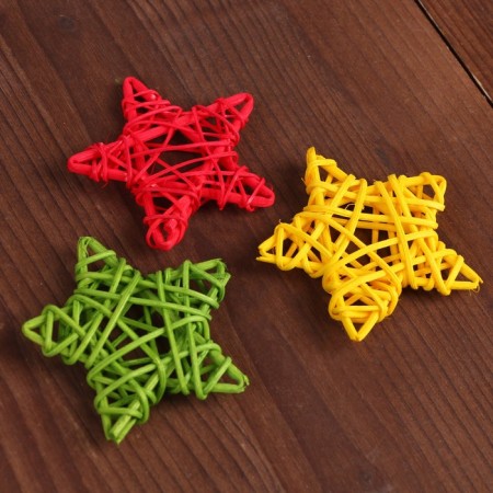 Decor for creativity from the vine "Star" set of 3 pcs., Size 1 pc. - 6.5 cm, color mix-1
