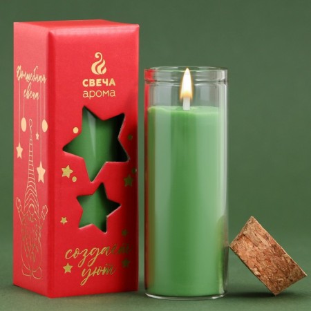 New Year's candle in the spruce cones flask-1