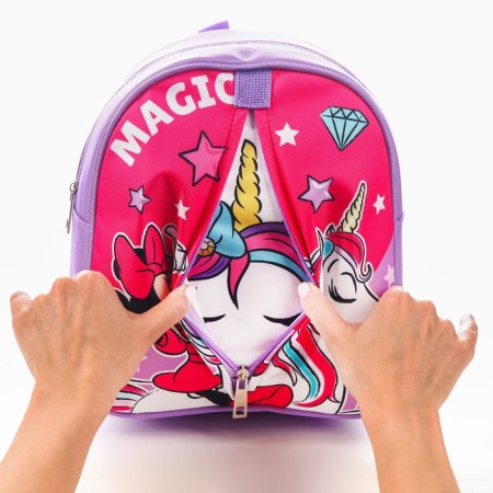 Baby backpack, at lightning, 23 cm x 10 cm x 27 cm "Magic", Minnie and unicorn-1