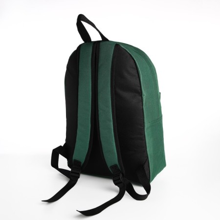 School backpack from textiles with lightning, external pocket, green color-3