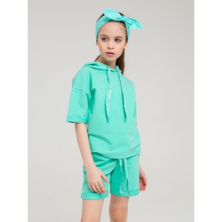 Pulover and short set for girls, height 146 cm, mint color-5
