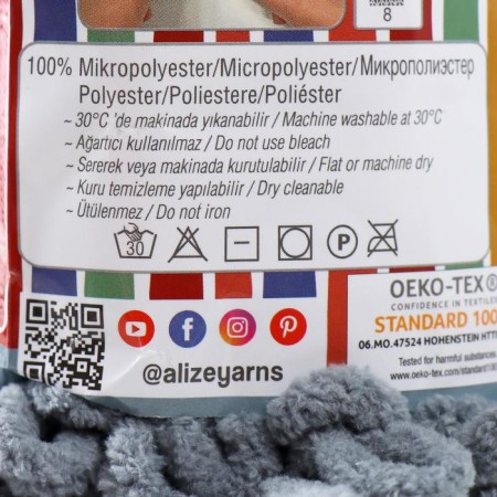 Yarn "Puffy Fine" 100% micropoliester 14.5m/100g (343 gray)-3