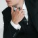 Male "ring" line line, black color in silver, 23 size