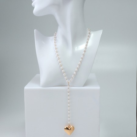 Piece with pearls "Heart" maxi, color gold, 40cm-2