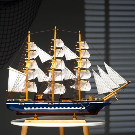 Souvenir ship large "Orpheus", sides blue, white sails, 11 × 80 × 71 cm-12