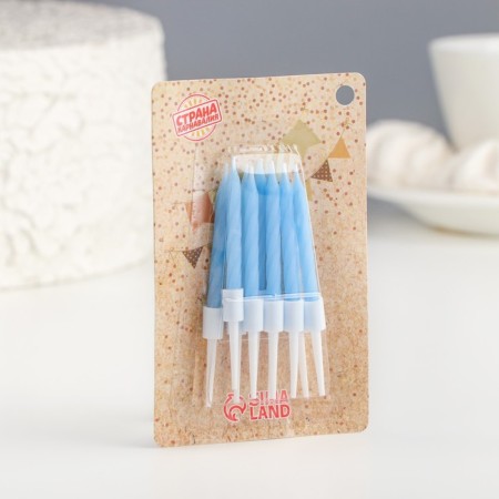 Candles for the "Neon" cake, 10 pcs, blue 5 cm-6