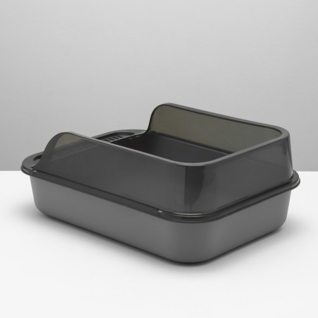 Toilet with transparent sides with a scoop and filter, 40 x 28 x 16 cm, gray-7