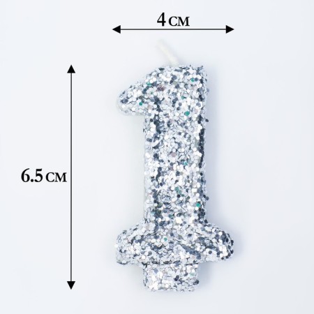 Candle in the cake "Square", number "1", silver, 6.5x4-1
