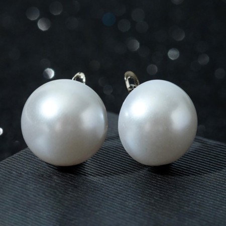 Earrings with pearls "Flower" Dawn, white in silver-2