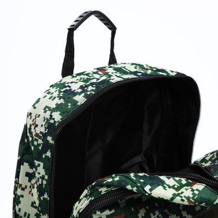 Tourist backpack on a zipper, with an increase, 6 outer pockets, green color-8