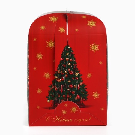 Folding box for a small cake "Luxurious Christmas tree", 15 x 15 x 18 cm, New Year-4