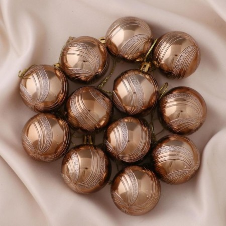 Set of balls plastic D-4 cm, 12 pcs "Vertical" brown