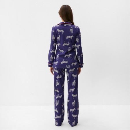 Female pajamas (shirt and trousers) KAFTAN Zebra size 48-50, blue color-4