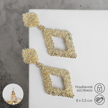 Earrings Metal "Caribbean" Rombs, Color Gold