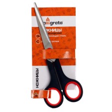 Office scissors 17 cm, plastic handles with rubber inserts