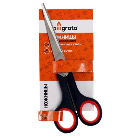 Office scissors 17 cm, plastic handles with rubber inserts